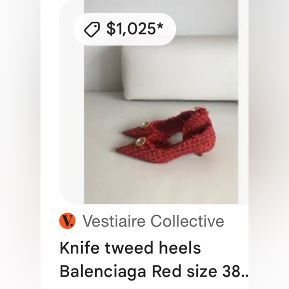 NWOT Balenciaga Tweed Knife Kitten Heel D'orsay Pumps Tweed with Dust Bag - Picture 8 of 14